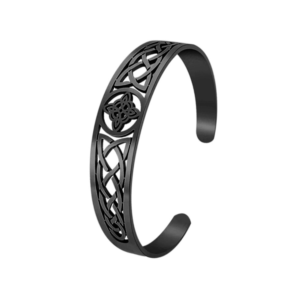 YICAI Hollow Knot Pattern Totem Openable Bracelets Stainless Steel Gold Silver Plating Witch Knot Cuff Bangle&Bracelets