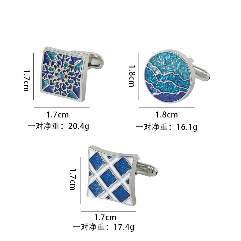 Manufacturer Wholesale Men's French Shirt Cuffs Button White Blue Alloy Drip Cufflinks Buckle Knot