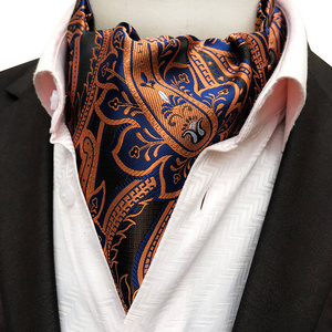 Fashion Cheap Custom Men's Paisley Screen Print Silk Cravat  Tie Wedding Ascot Scarf