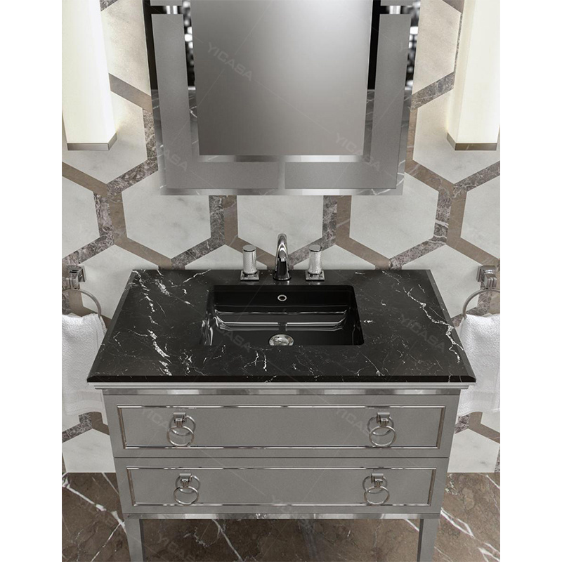 2021 new design traditional high gloss curved marble sink bathroom vanity