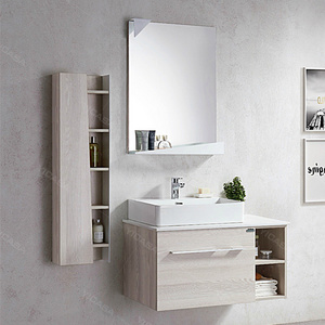 Bathroom Cabinet Mirror solid wood Design hotel Foshan factory White PVC Corner Furniture Waterproof bathroom vanity