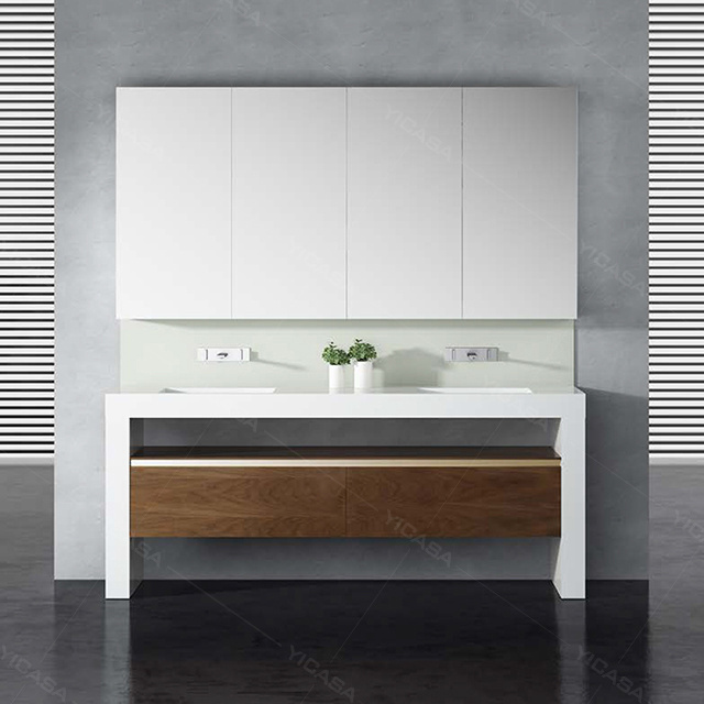 2020 Italiand designer recommended latest new luxury design hotel double sink bathroom design cabinet vanity