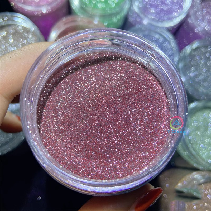 Diamond Sparkly Effect Polished Pink Glitter Dip Powder Reflective Disco Nail Glitter Powder