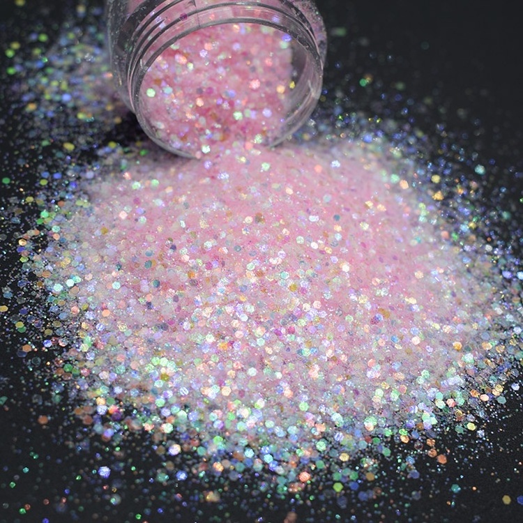 New fashion sequin kilogram mixed hexagon chunky iridescent glitter pink for nail arts, tumbler, resin, wallpaper decoration