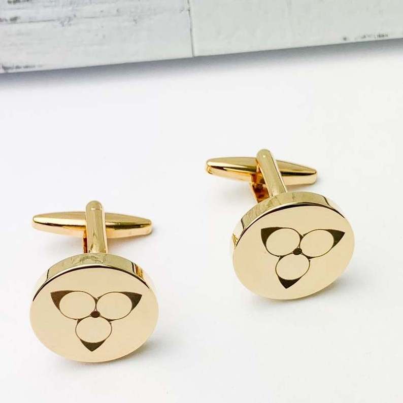 Simple Stainless Steel Jewelry 24k Gold Cufflinks High Quality Engraved Custom Cufflinks Initials Studs for Men