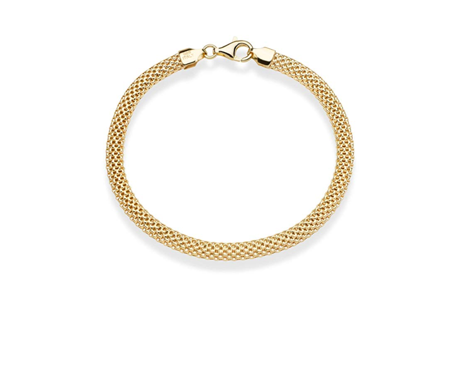 High Quality Stainless Steel Jewelry 18K Gold Plated Italian 5mm Mesh Link Chain Bracelet for Women