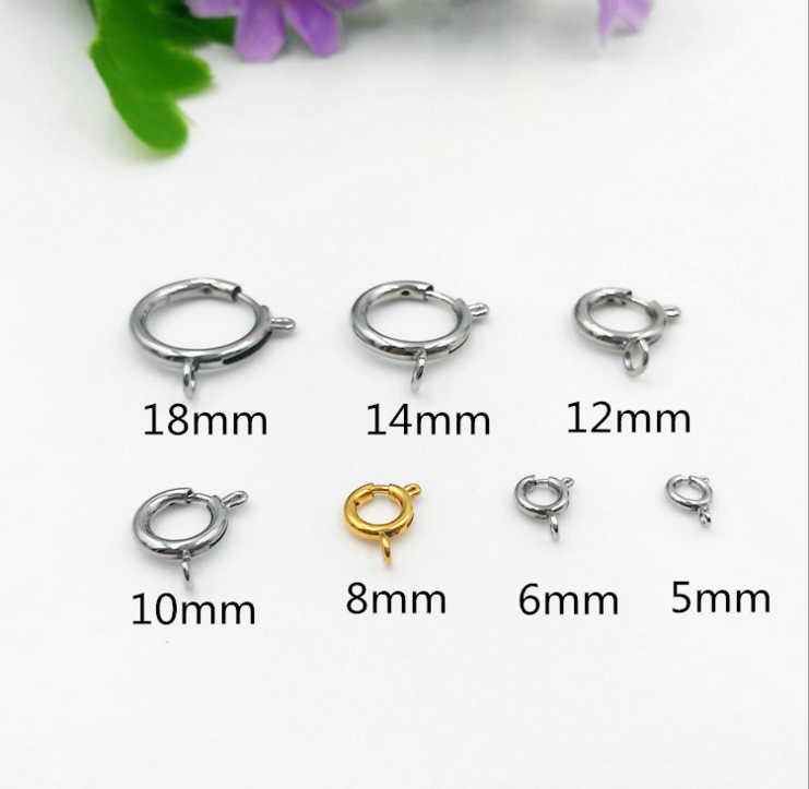 High Quality Stainless Steel Jewelry Findings Gold Spring Ring Clasps  for wholesale