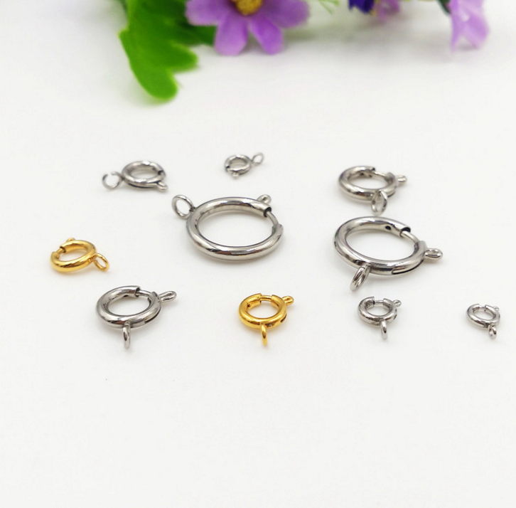 High Quality Stainless Steel Jewelry Findings Gold Spring Ring Clasps  for wholesale