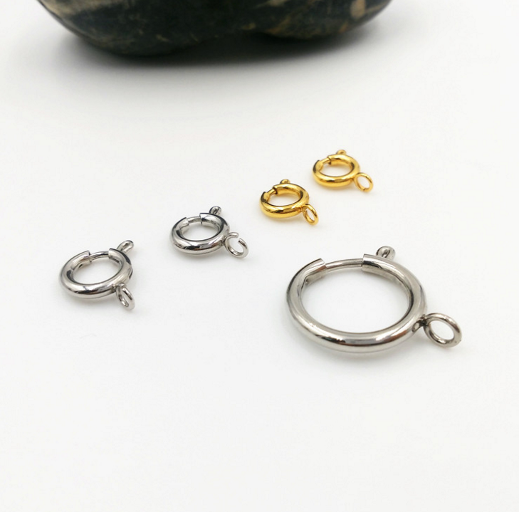 High Quality Stainless Steel Jewelry Findings Gold Spring Ring Clasps  for wholesale