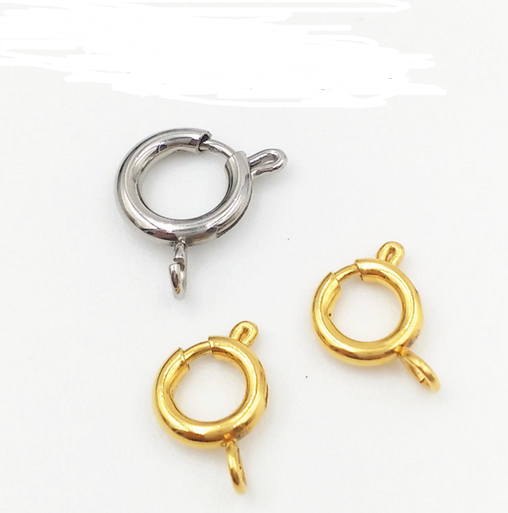 High Quality Stainless Steel Jewelry Findings Gold Spring Ring Clasps  for wholesale