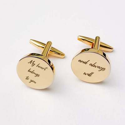 Simple Stainless Steel Jewelry 24k Gold Cufflinks High Quality Engraved Custom Cufflinks Initials Studs for Men