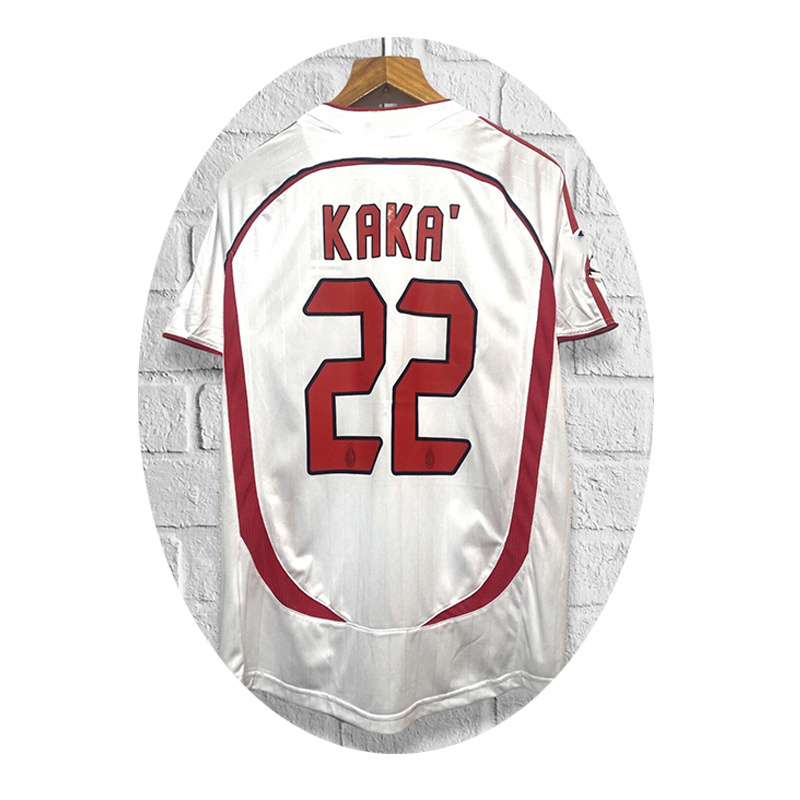 Milan city 2006-2007 Season AC AWAY white retro football soccer jersey shirt  with KAKA' number 22 sublimation printing