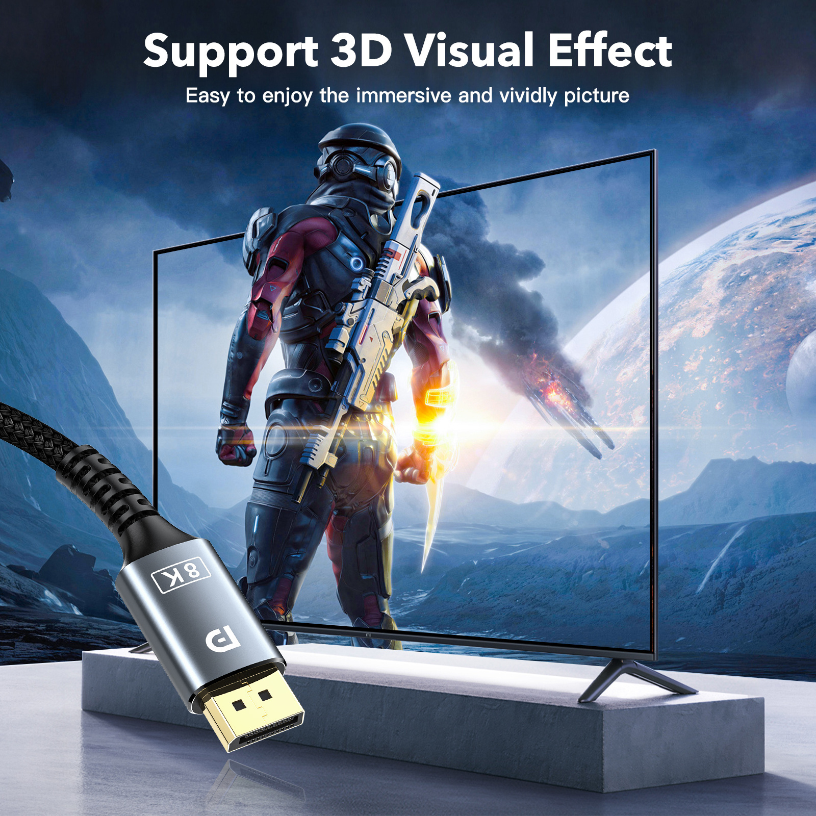 custom logo Display Port 1.4 Cable 8K 60Hz 4K 144Hz DisplayPort to DisplayPort Cable for Gaming Monitor DP cable to DP