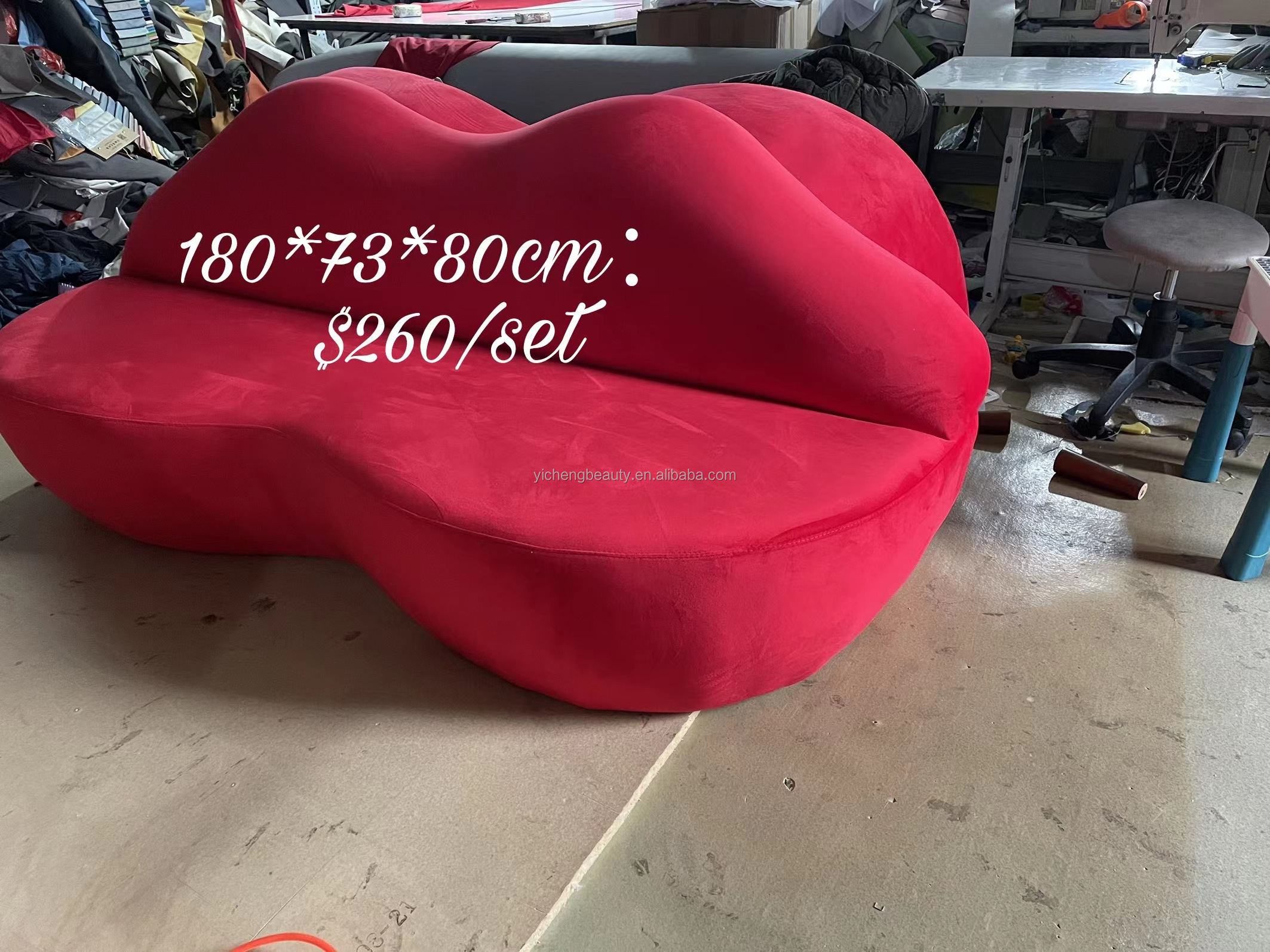 Modern Two Seater home furniture living room couch  hot red lip sexy flaming kiss shaped sofa made in China for sale