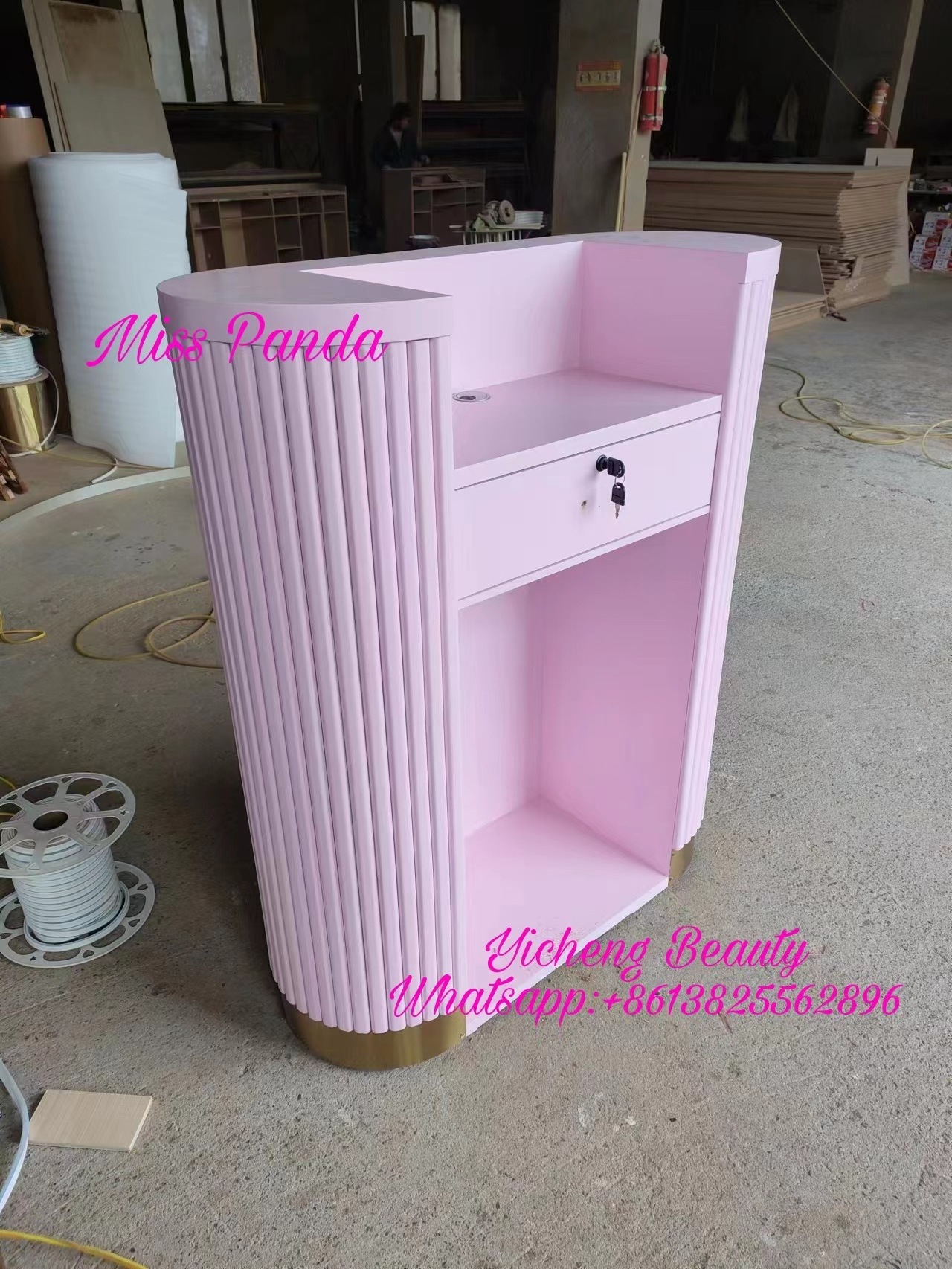 Well Designed pink  reception desk modern salon reception desk recention desks for salons Professional china Supplier