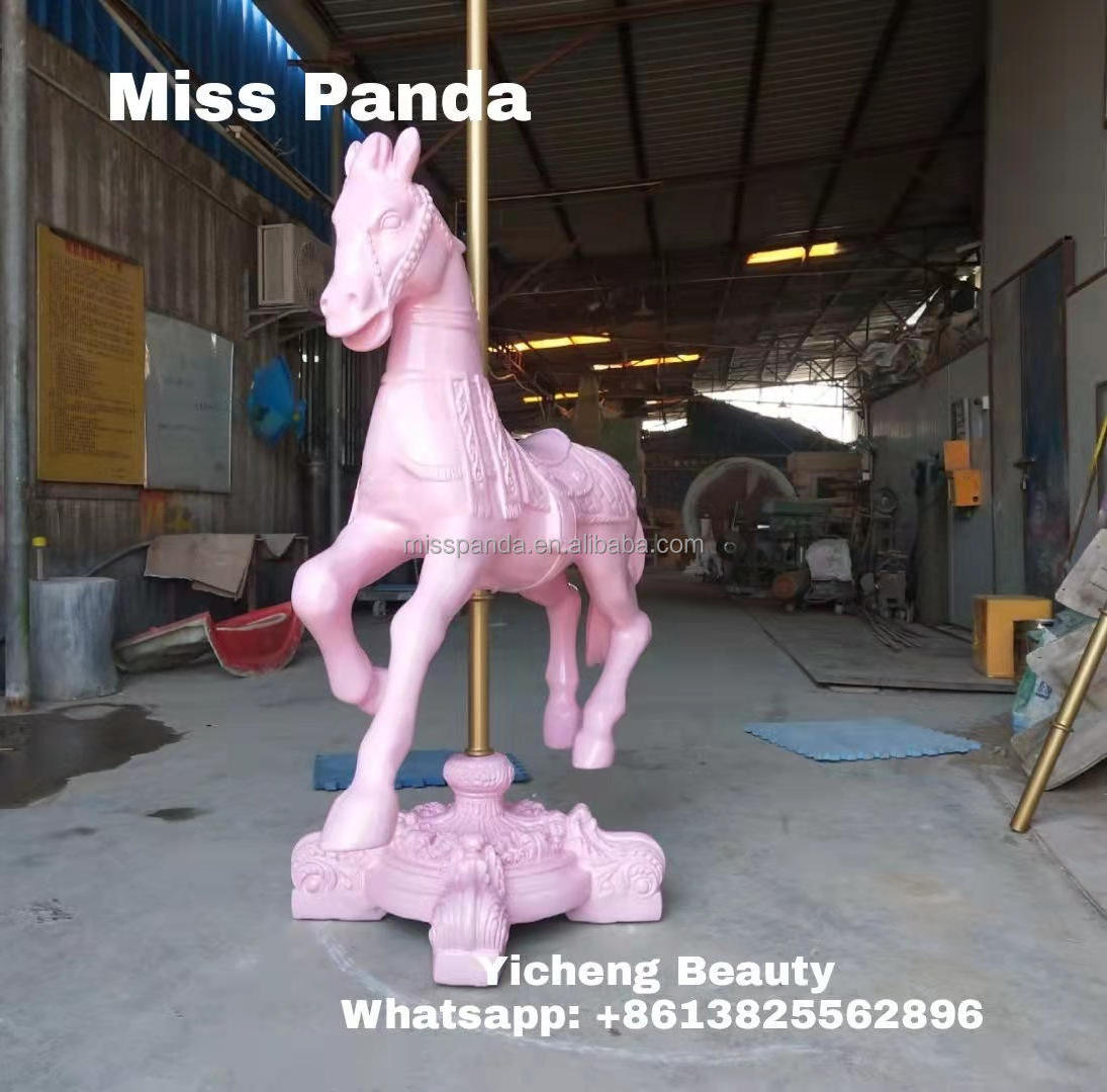 Zoo Theme Park Outdoor Decor 3 years Warranty Fiberglass Resin Horse Statue Motif Sculpture Light Resin Carousel