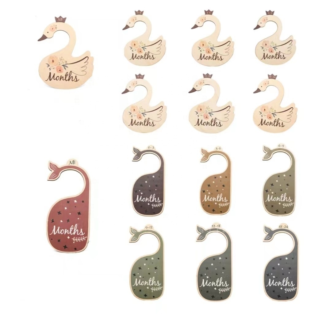 Nursery Decor Boho Swan whale Baby Wardrobe Dividers Closet Organizer Newborn 24 Months Gift Set