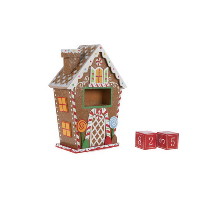 MDF gingerbread house design with candy Gingerbread House Wood Christmas Countdown  calendar ornament