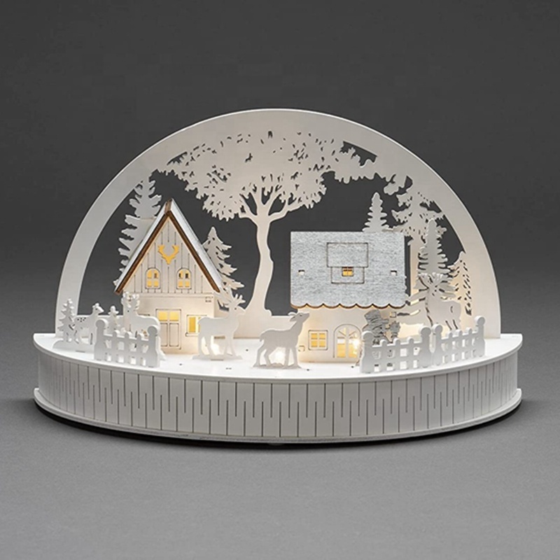 CE Certification 9 LED Light Warm White Christmas Arch Village Scene Ornament Decoration