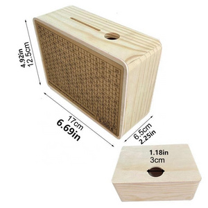 High Quality Pine Wood Money Savings Box Piggy Bank Counter Euro Coin Gift Box