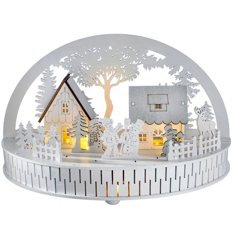 CE Certification 9 LED Light Warm White Christmas Arch Village Scene Ornament Decoration