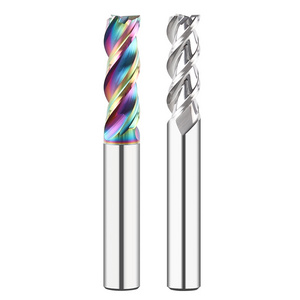 3 flutes U-groove Carbide End Mill for Aluminium end Mill DLC Coating Colorful CNC end Milling Cutter