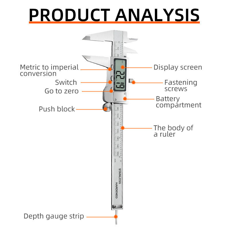 High precision Zinc alloy digital vernier caliper 0-150mm caliper electronic caliper 0-200mm 0-300mm measuring tool