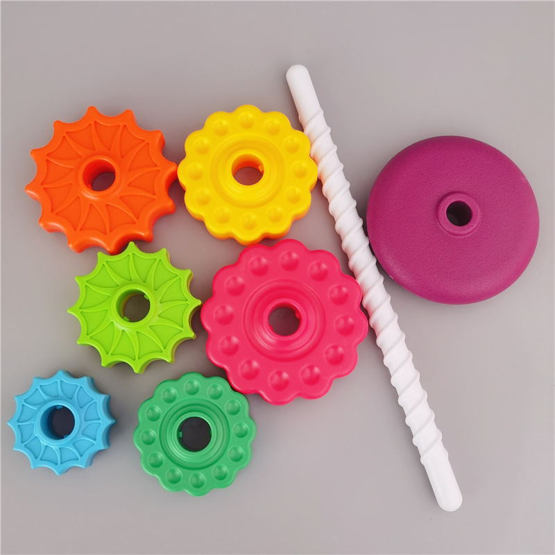 Baby Rainbow Tower Spinning Wheel Colorful Circle Toy Stacking Rings Spinning Toy Toddler Toy