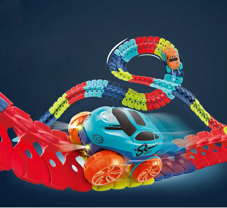 Hot Diy Assembled Flexible Rail Racing Car Electric Zero Gravity Magic Changeable Track Roller Coaster Toy