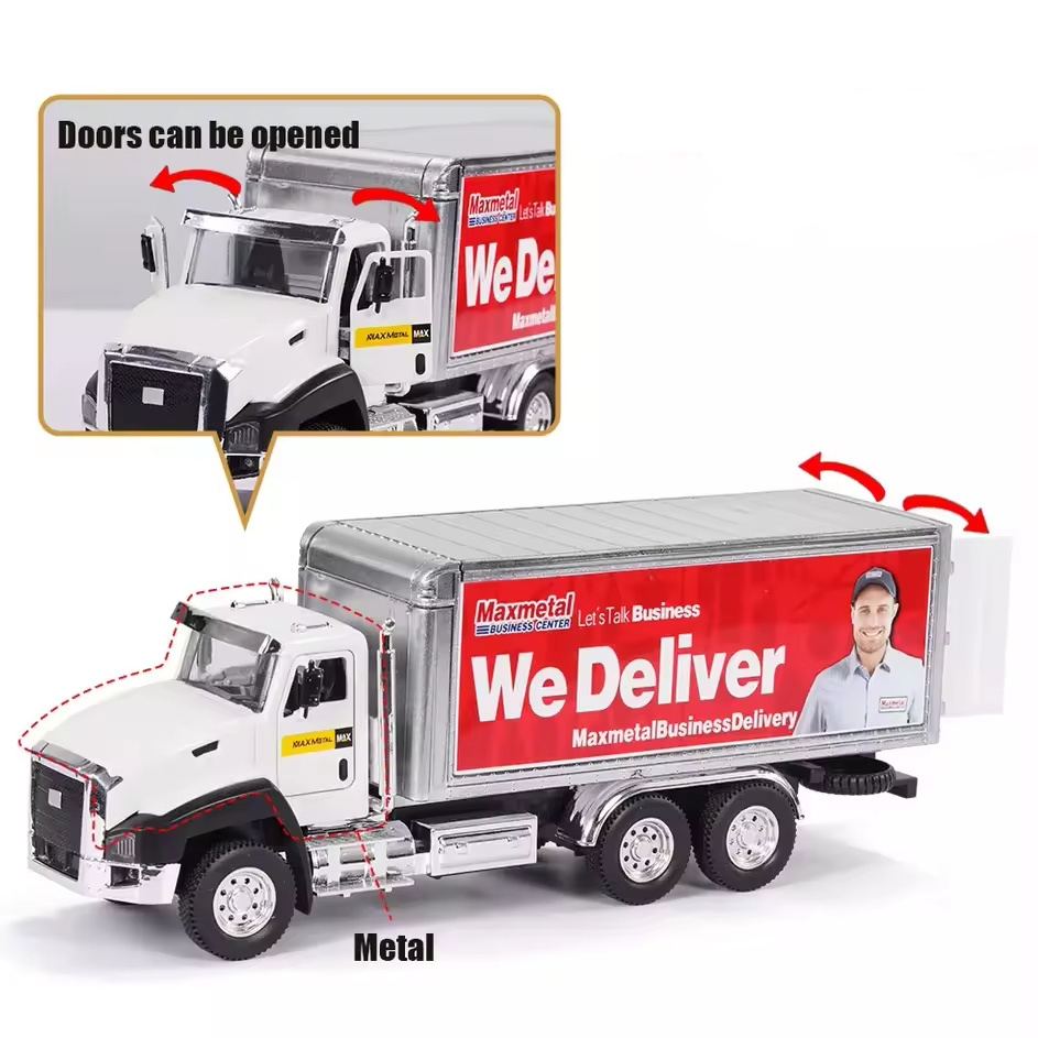 Custom Logo Vehicle Truck Kids Friction Car Toy 1/50 Inertial Courier Car Transporter Model