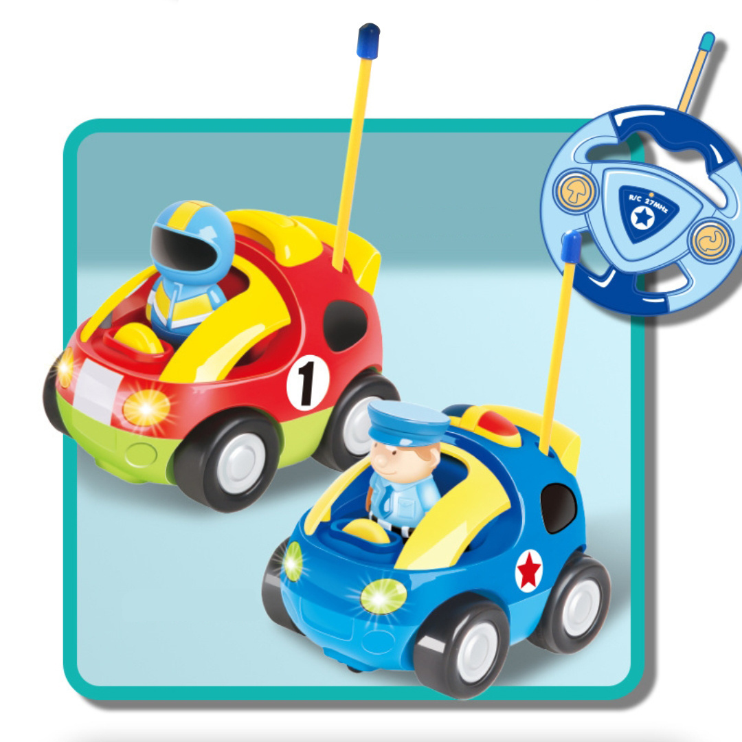 Hot Sell 2 Channel Mini Cartoon Car Racing Toys Uncak Araba Remote Control Rc Cartoon Car Kid Toy With Light And Music