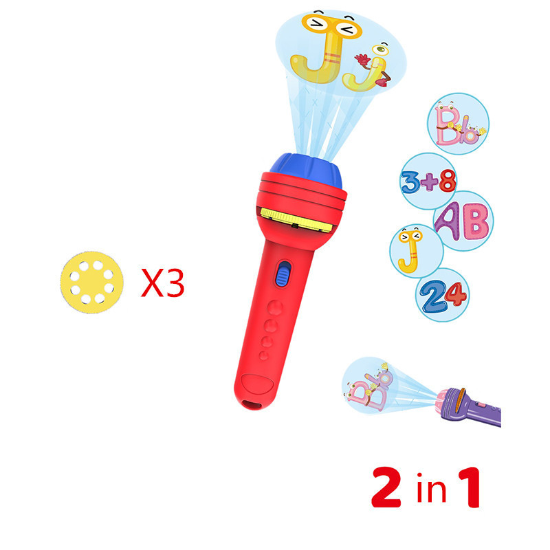 Kid Learning Flashlight 24pcs Lights Up Toys Early Animal Education Cognitive Alphabet Learning Projection Flashlight