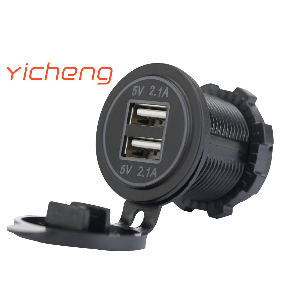 12V 24V Fast Charging Double Port 4.2A 2.1A USB Charger Socket for Car Bus