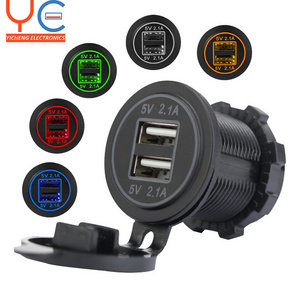 A17R Dual 2 Port LED Light 4.2A Socket Power Outlet Motorcycle USB Mobile Phone Charger for Marine Bus Car Truck