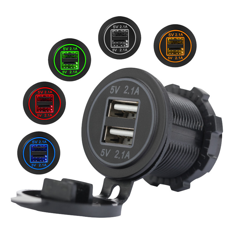 12V 24V Fast Charging Double Port 4.2A 2.1A USB Charger Socket for Car Bus