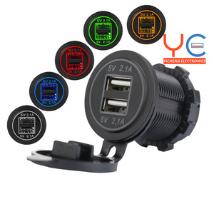 12V 24V Fast Charging Double Port 4.2A 2.1A USB Charger Socket for Car Bus