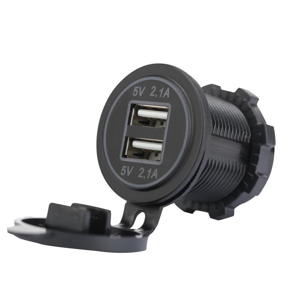 A17R Dual 2 Port LED Light 4.2A Socket Power Outlet Motorcycle USB Mobile Phone Charger for Marine Bus Car Truck