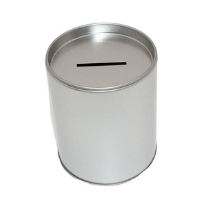 Round Coin Tin Box  Money Tin Can Piggy Bank