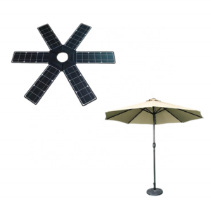 New design power bank patio beach umbrella solar charger powered led panel umbrella