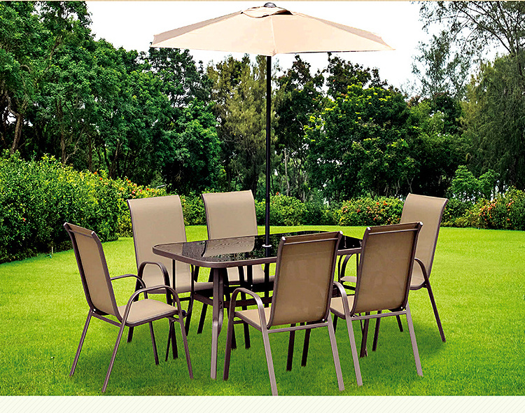 Outdoor Terrace Steel Garden Furniture Dinning Table Set 6 Chairs 1 Table Garden set