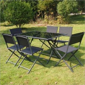 Wholesale Luxury One Table six Seater Dinning Set Folding Metal Patio Bistro Garden Furniture