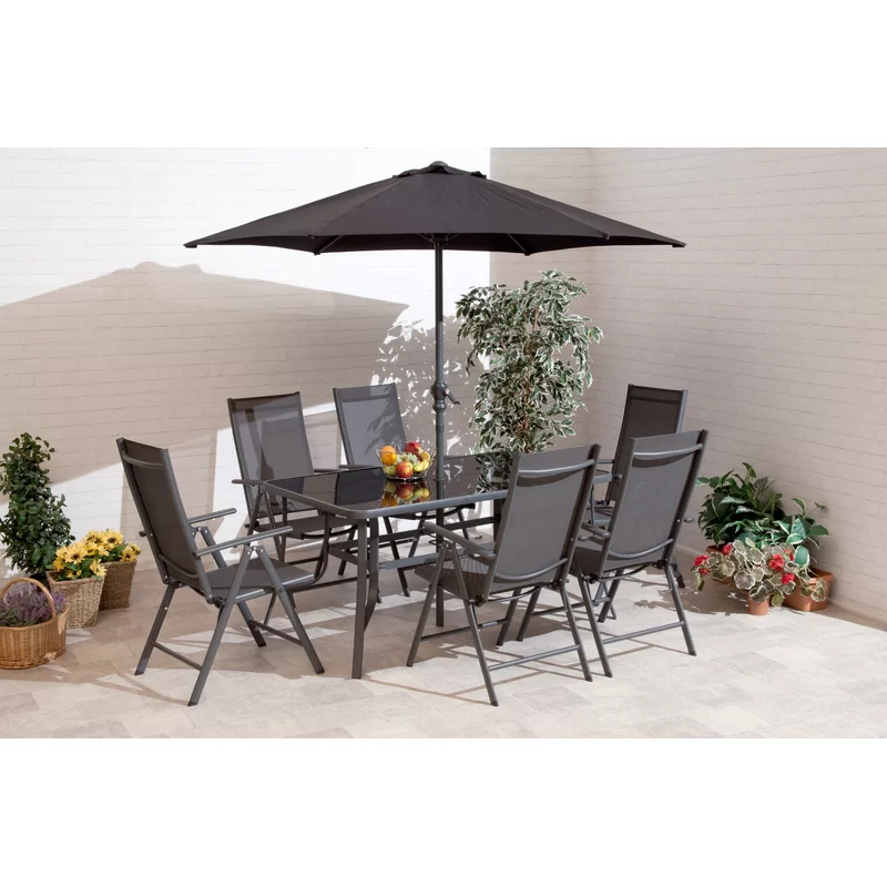 Wholesale Luxury One Table six Seater Dinning Set Folding Metal Patio Bistro Garden Furniture