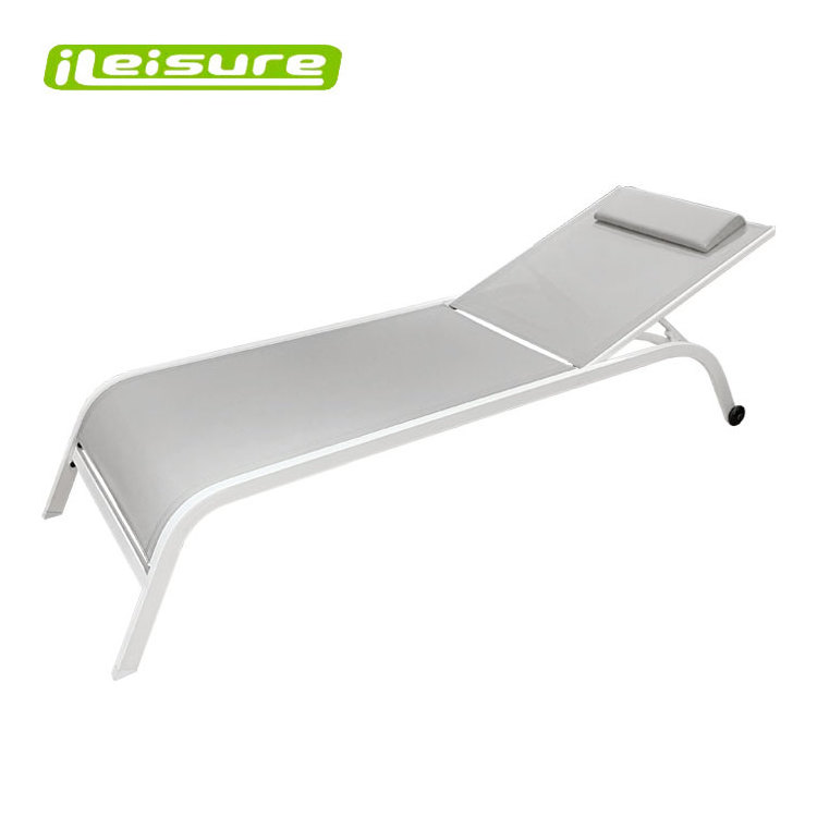 Modern look bistro white chaise longue chair for  relax outside with wheels