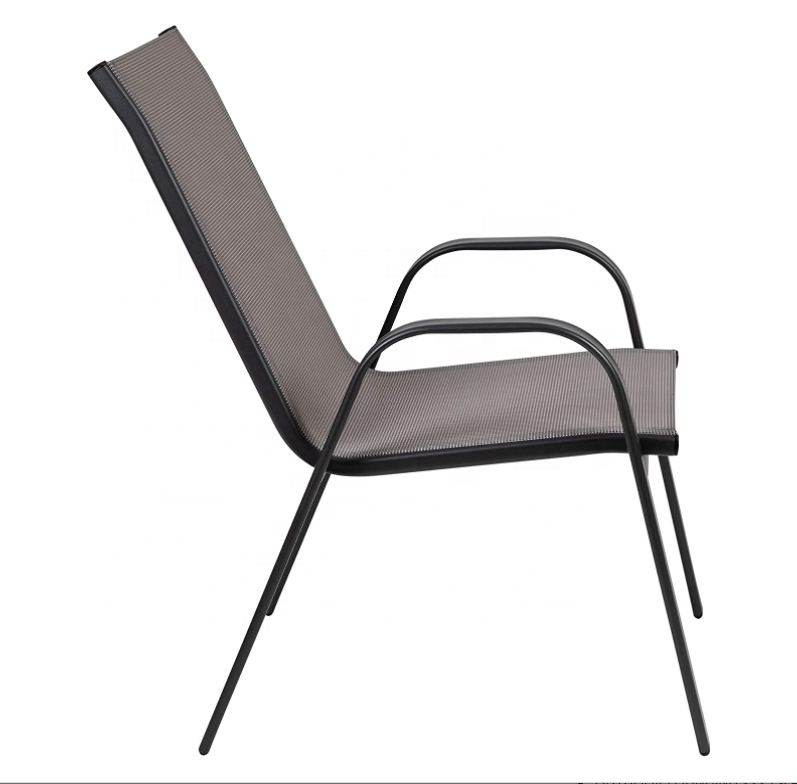 Garden Outdoor Dining Chairs Set of 2 Patio Bistro Chairs with Breathable Texlene Fabric and Metal Frame