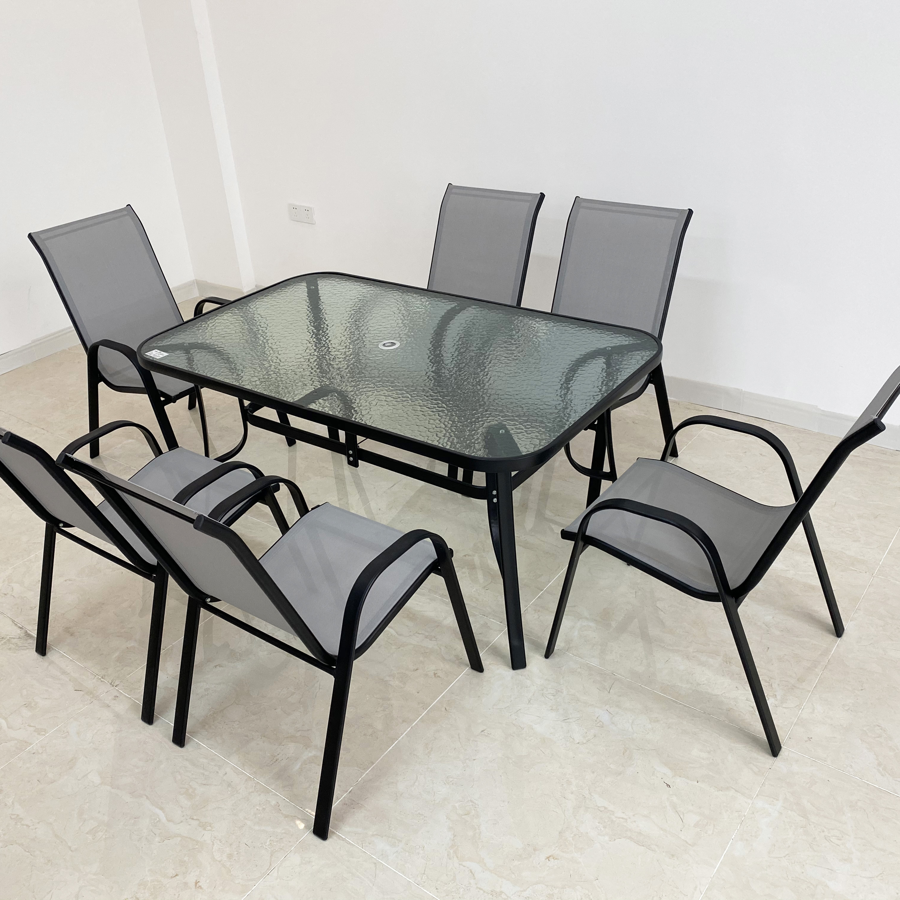 Outdoor Patio Conversation Dining Tables and Chairs Patio Garden Furniture Set Metal Steel Modern 7 Piece Iron 158 Sets Portable