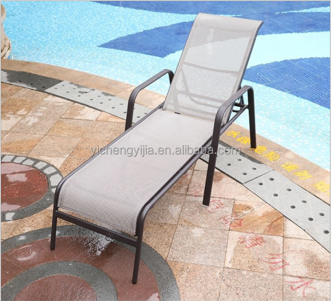 Hot sale patio single sun bed outdoor daybed furniture steel adjustable Chaise Lounge Chair