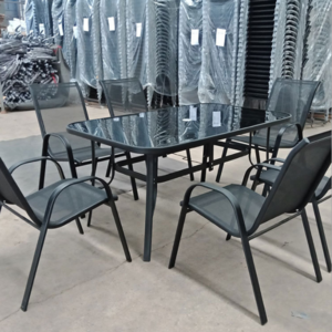 Outdoor Terrace Steel Garden Furniture Dinning Table Set 6 Chairs 1 Table Garden set