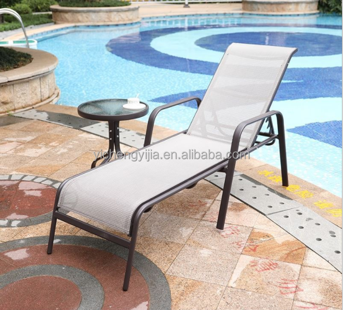 Hot sale patio single sun bed outdoor daybed furniture steel adjustable Chaise Lounge Chair