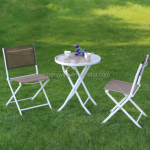 Wholesale Metal Garden Patio 3 Piece Outdoor Furniture Folding 1 Table 2 Chairs Bistro Sets