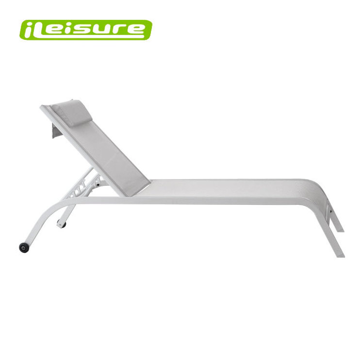 Modern look bistro white chaise longue chair for  relax outside with wheels